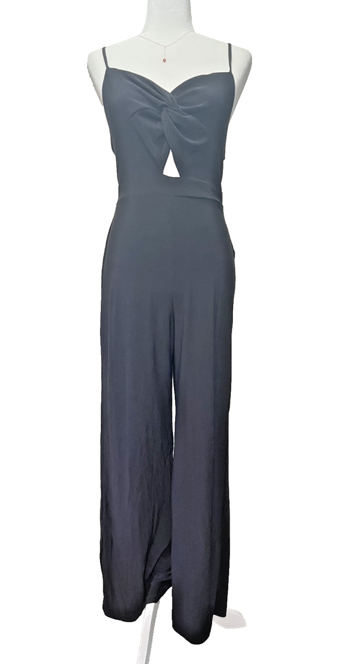 Women's Biashe Size Small Sleeveless Black Jumpsuit Front Cut Out Classy